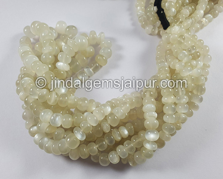 White Moonstone Smooth Roundelle Shape Beads