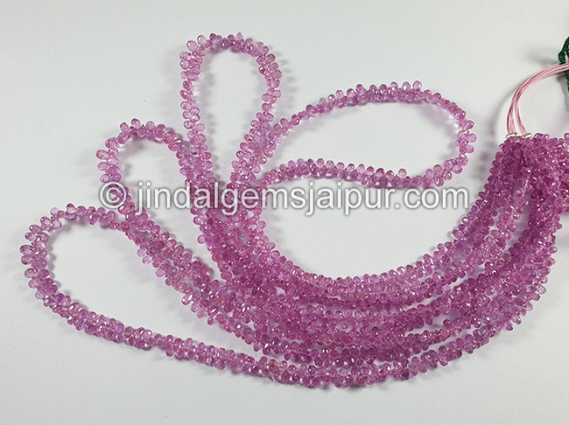 Pink Sapphire Faceted Drops Shape Beads