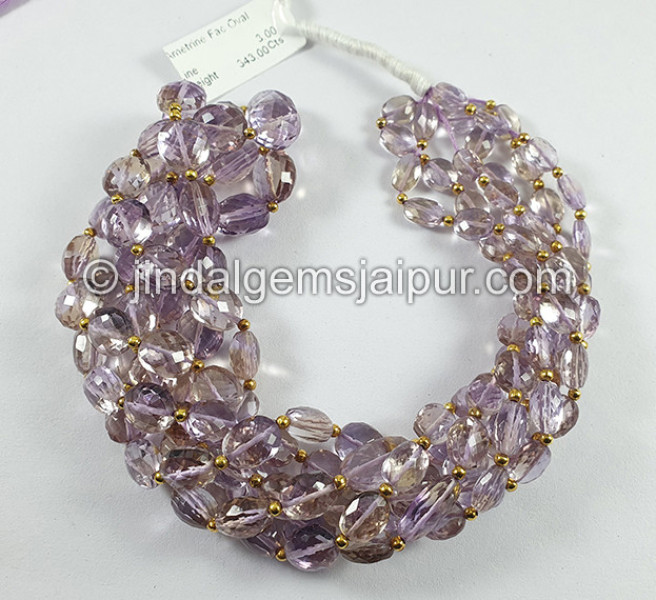 Ametrine Faceted Oval Shape Beads