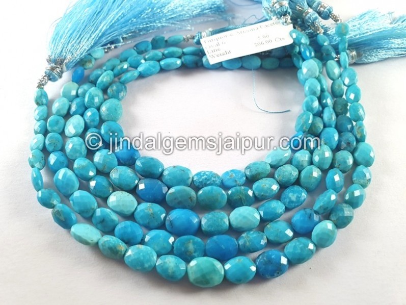Turquoise Arizona Faceted Oval Shape Beads