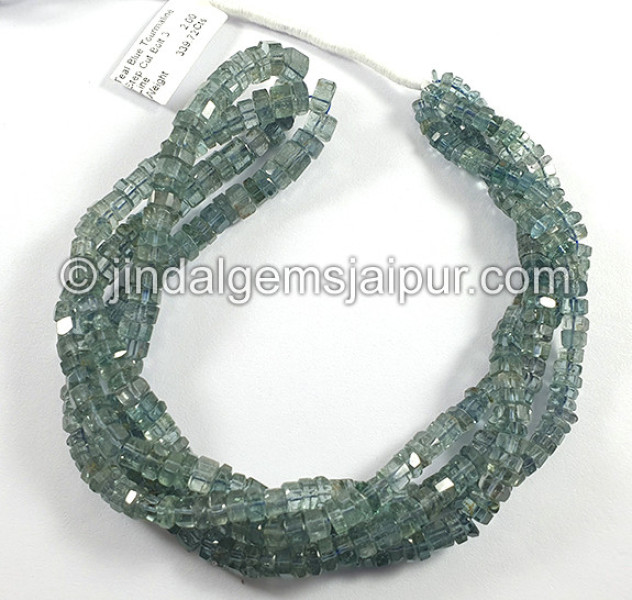 Teal Blue Tourmaline Step Cut Bolt Shape Beads