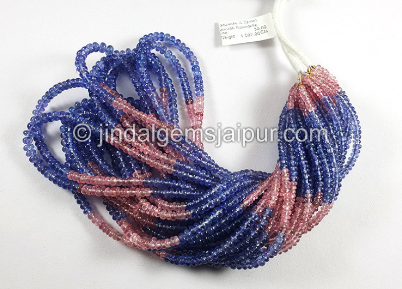 Tanzanite & Spinel Smooth Roundelle Shape Beads