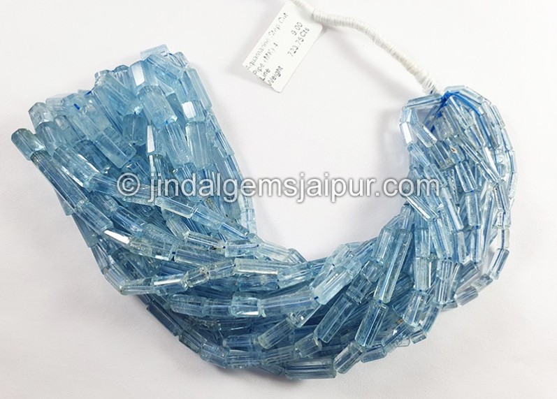 Aquamarine Step Cut Pipe Shape Beads