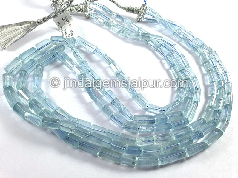 Aquamarine Step Cut Pipe Shape Beads
