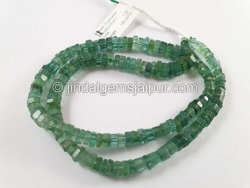 Green Tourmaline Faceted Bolt Beads