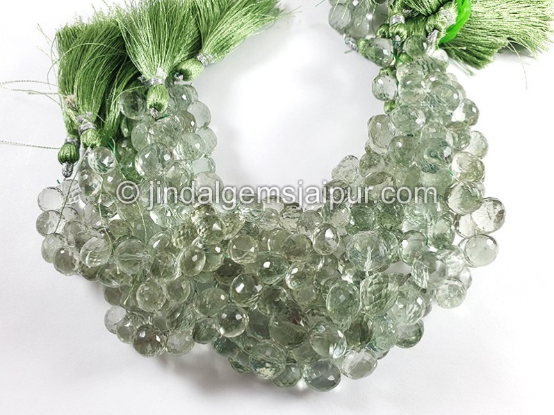 Green Amethyst Faceted Onion Shape Beads
