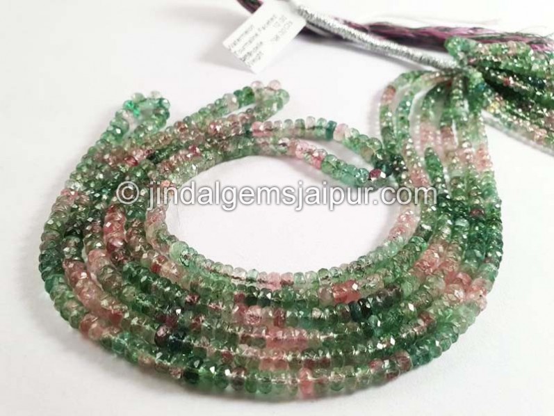 Watermelon Tourmaline Faceted Roundelle Shape Beads
