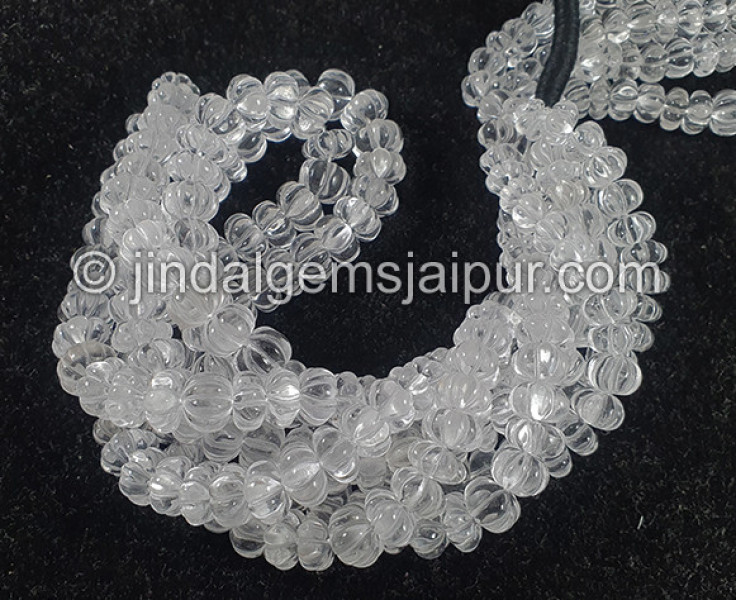 Crystal Quartz Carved Pumpkin Shape Small Beads