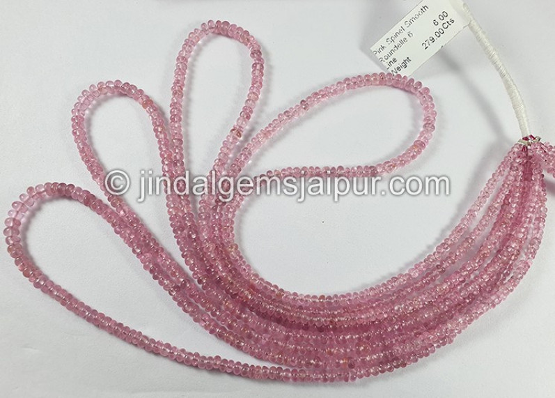 Pink Spinel Smooth Roundelle Shape Beads