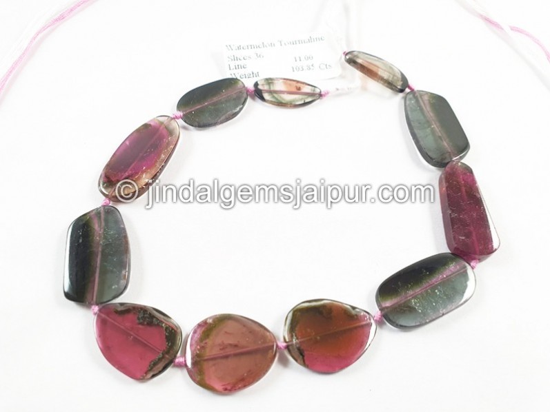 Watermelon Tourmaline Smooth Slices Beads