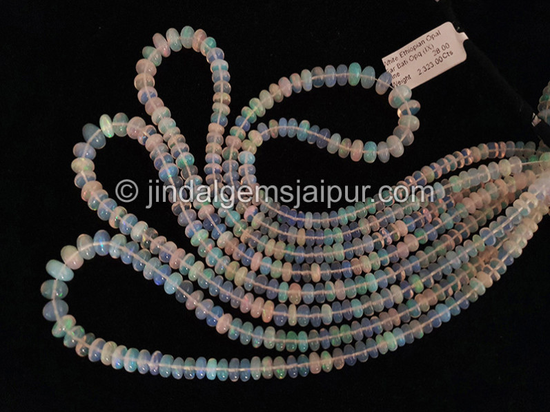 White Ethiopian Opal Smooth Big Roundelle Shape Beads