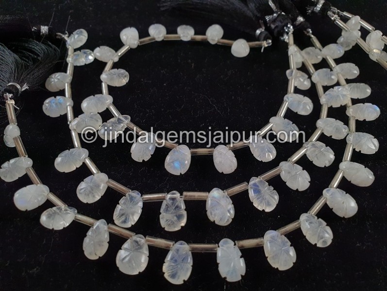 Rainbow Moonstone Carved Pear Shape Beads