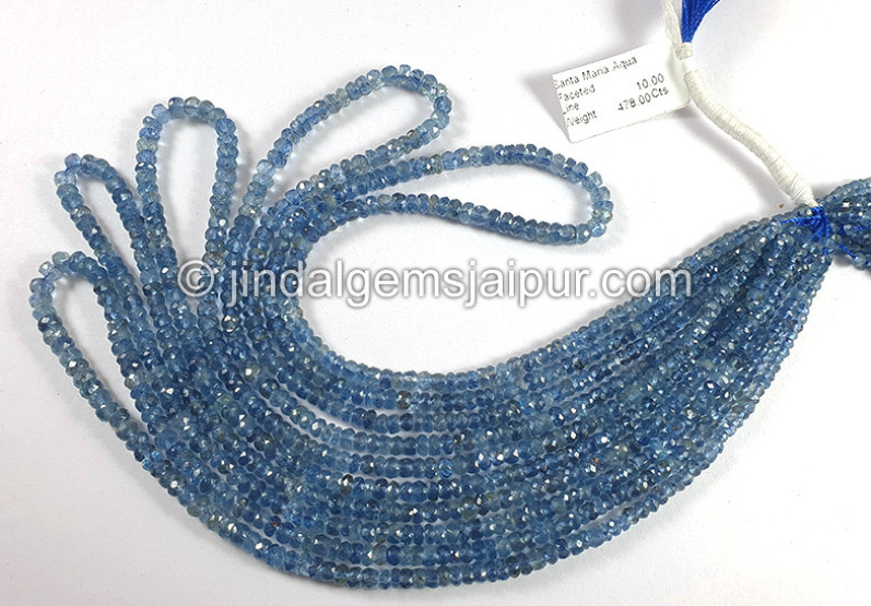 Santa Maria Aquamarine Faceted Roundelle Shape Beads