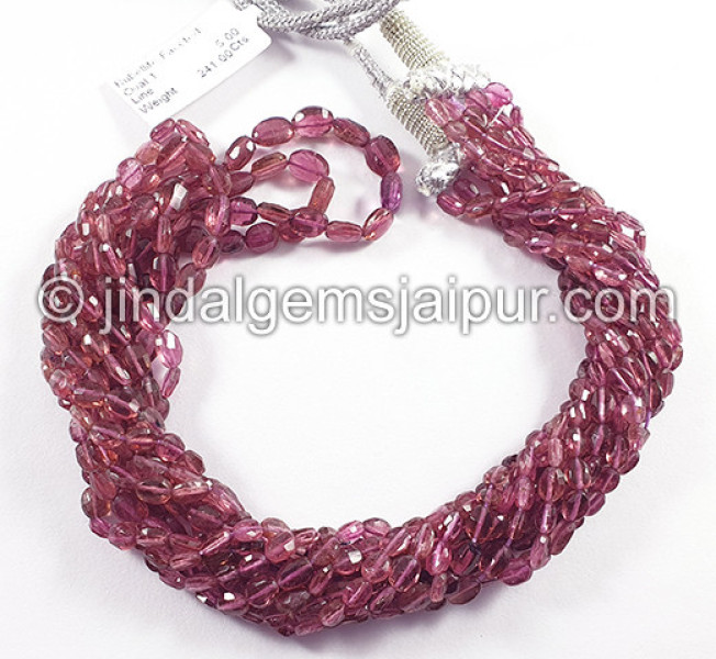 Rubellite Faceted Oval Shape Beads