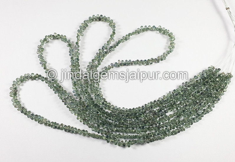 Green Sapphire Faceted Drops Beads