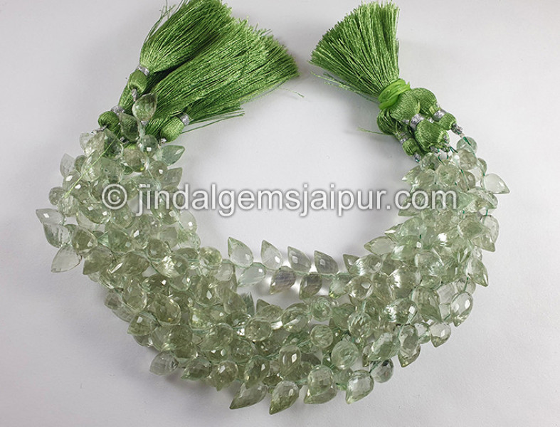 Green Amethyst Faceted Tulip Shape Small Beads