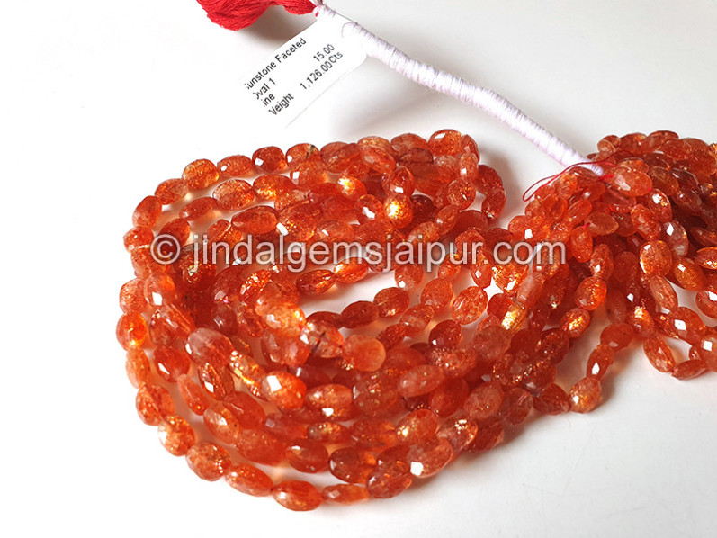 Sunstone Faceted Oval Shape Beads