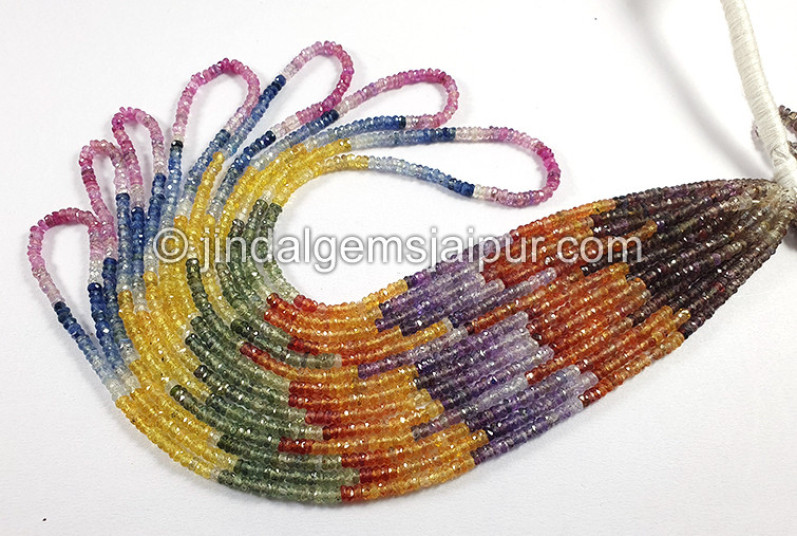 Multi Sapphire Faceted Roundelle Shape Beads