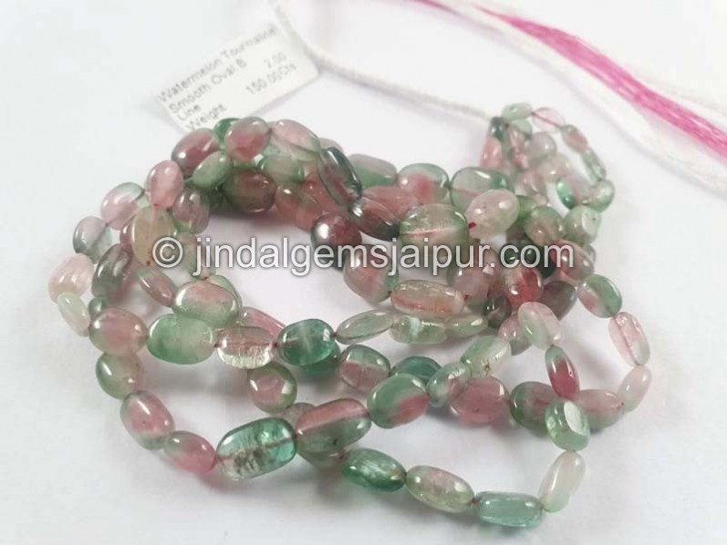 Watermelon Tourmaline Smooth Oval Beads