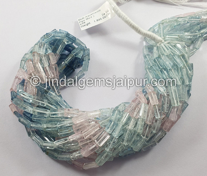 Multi Aquamarine Pipe Shape Medium Beads