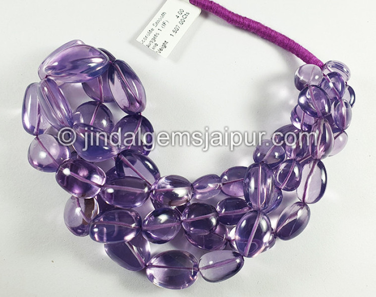 Scorolite Or Lavender Quartz Smooth Nuggets Shape Beads