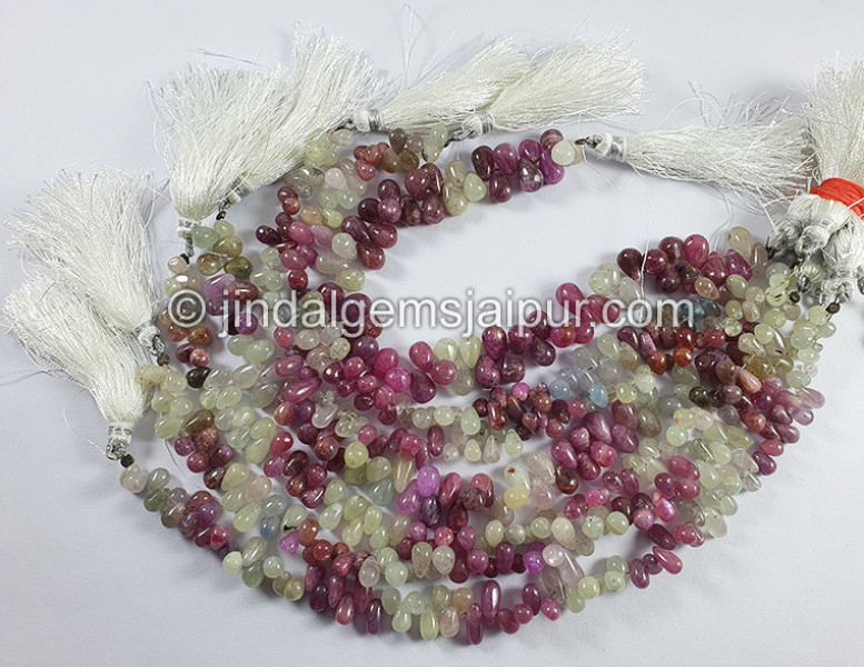 Natural Multi Sapphire Smooth Drops Shape Beads