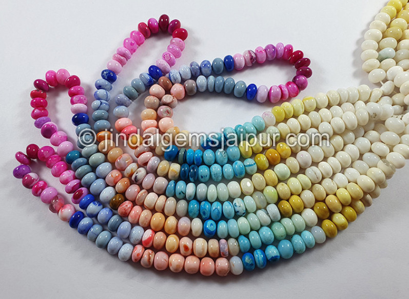 Multi Opal Dyed Smooth Roundelle Shape Beads