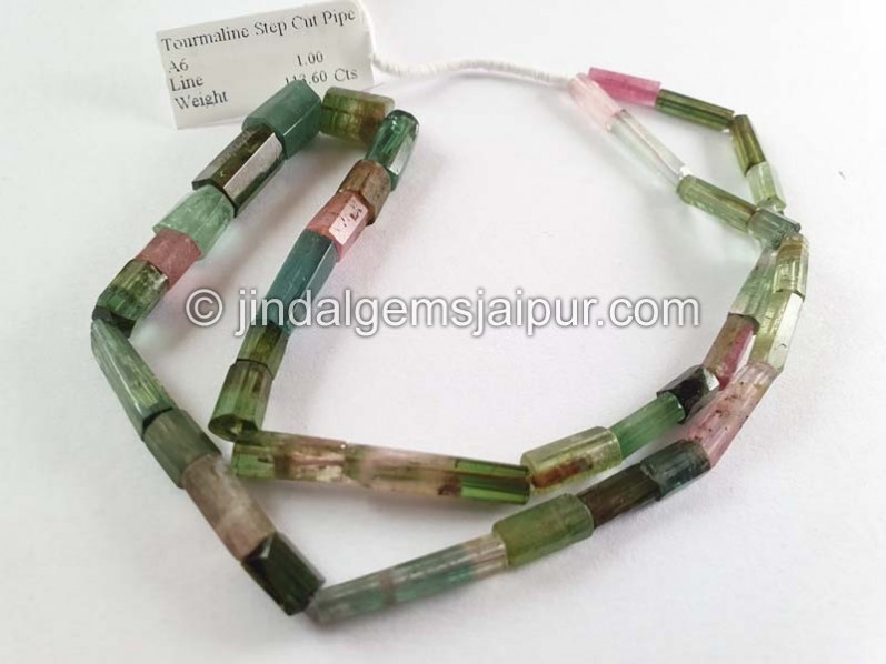 Tourmaline Step Cut Pipe Beads