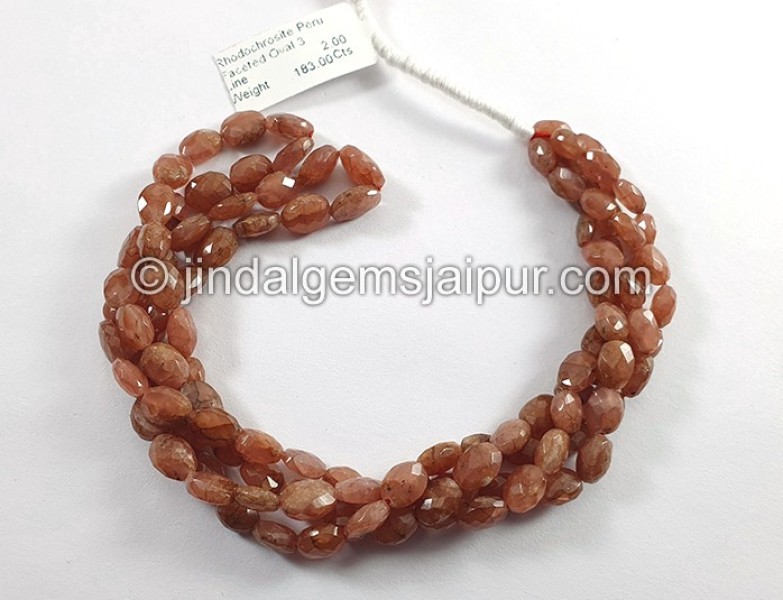 Rhodochrosite Peru Faceted Oval Shape Beads