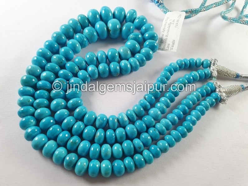 Turquoise Arizona Big Smooth Roundelle Shape Beads