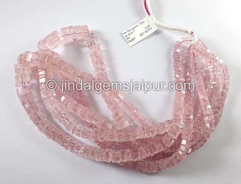 Pink Morganite Step Cut Bolt Shape Beads