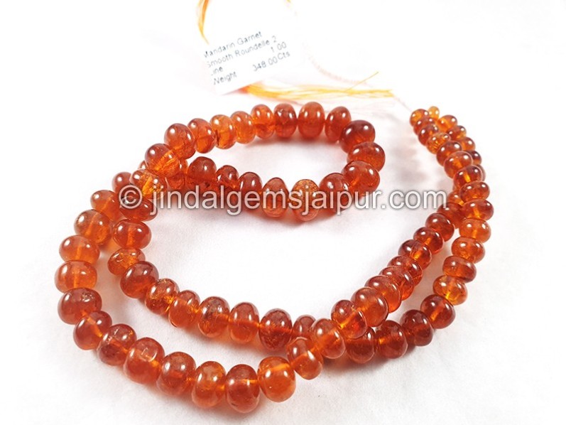 Mandarin Garnet Smooth Roundelle Shape Beads