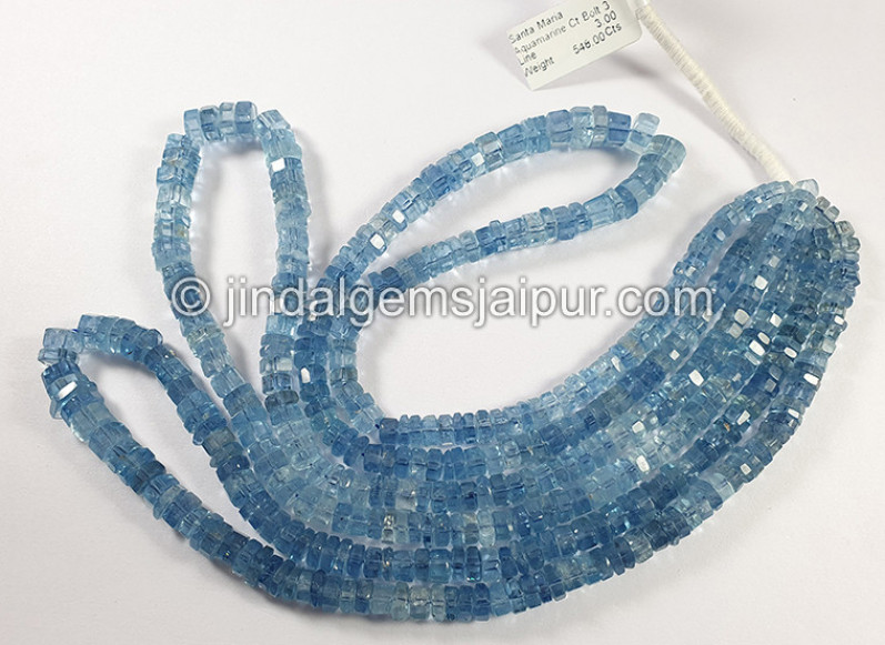 Santa Maria Aquamarine Cut Bolt Shape Beads