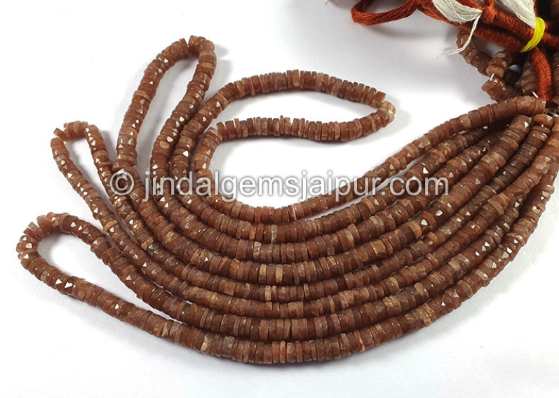 Chocolate Moonstone Faceted Tyre Shape Beads