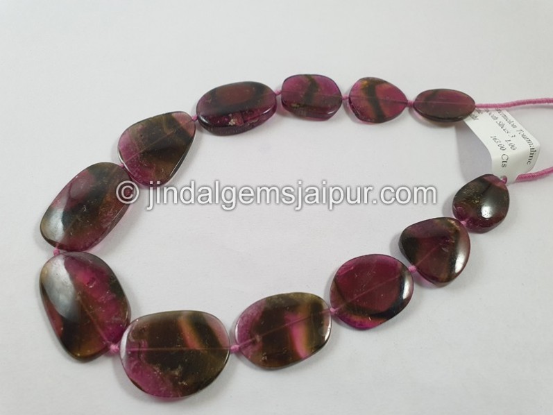 Watermelon Tourmaline Smooth Slices Beads