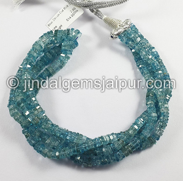 Blue Zircon Cut Bolt Shape Beads