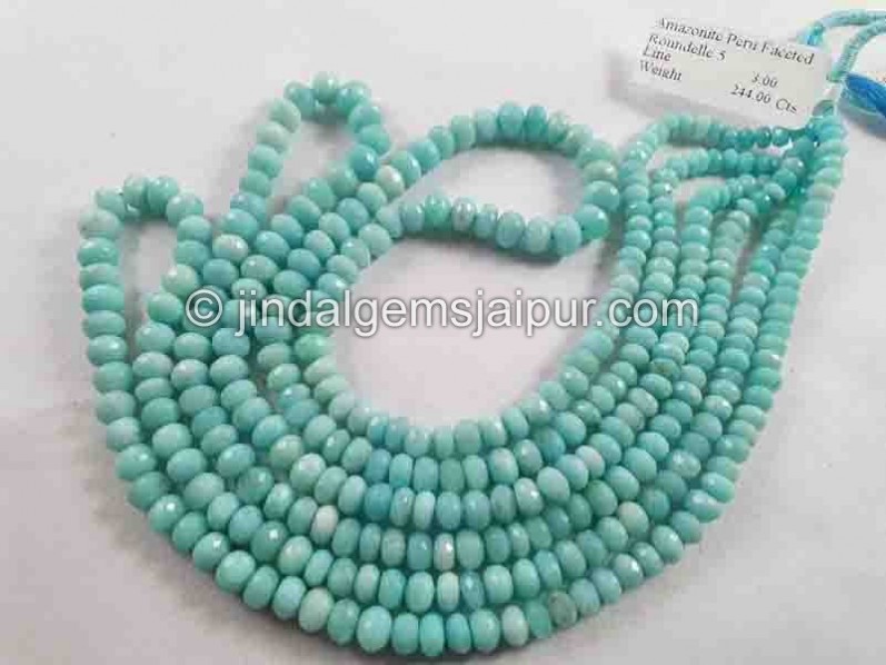 Peruvian Amazonite Faceted Roundelle Beads