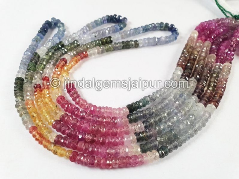 Multi Sapphire Faceted Roundelle Beads
