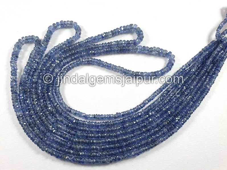 Blue Sapphire Faceted Roundelle Shape Beads