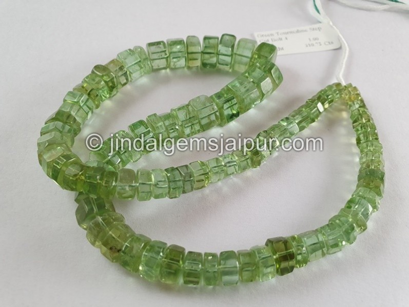 Mint Green Tourmaline Step Cut Bolt Beads