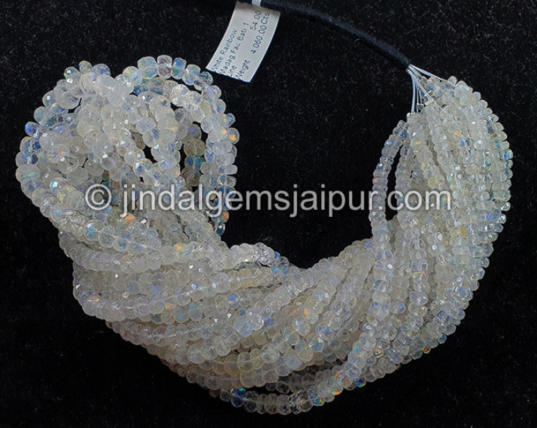 White Rainbow Madagascar Faceted Roundelle Shape Beads