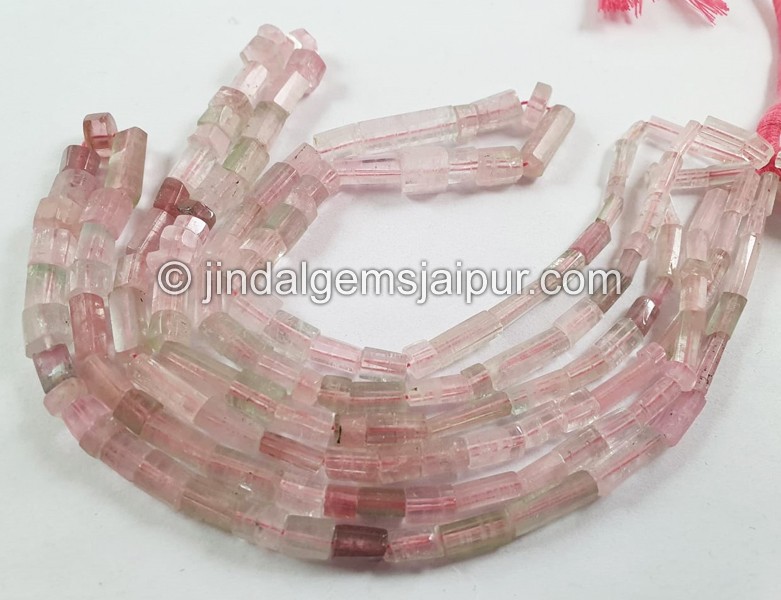 Pink Tourmaline Shaded Step Cut Cylinder Beads