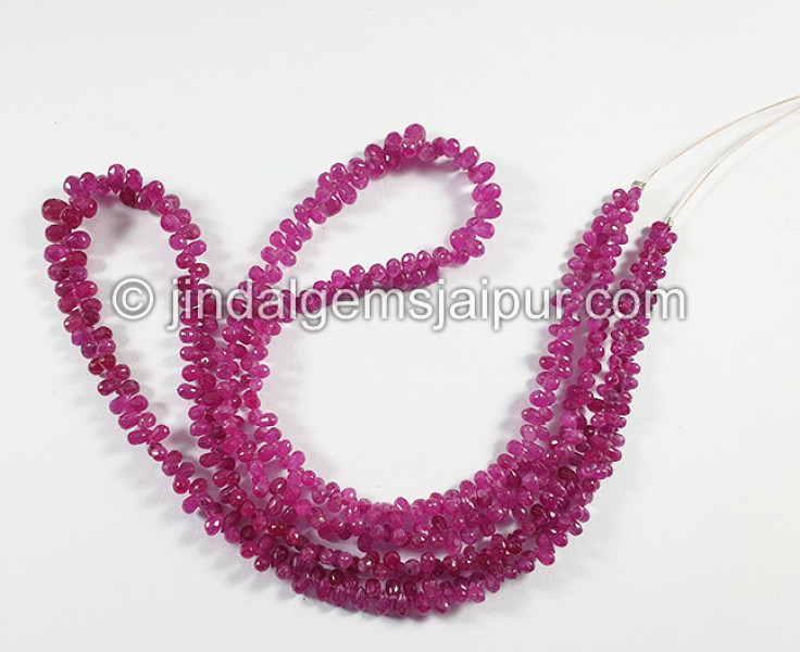 Pink Sapphire Faceted Drops Shape Beads