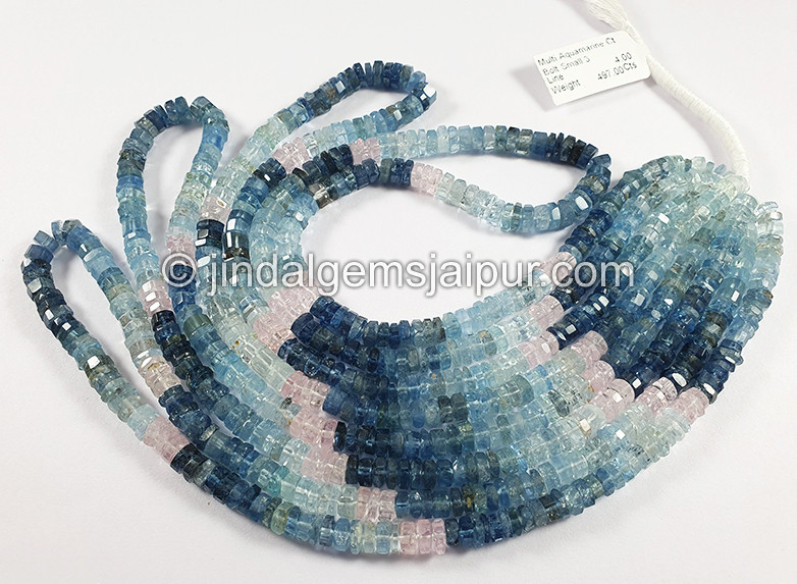 Multi Aquamarine Step Cut Bolt Shape Beads