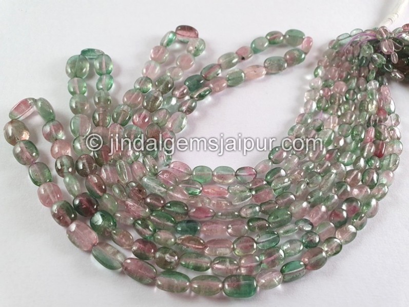 Bi Color Tourmaline Smooth Oval Beads