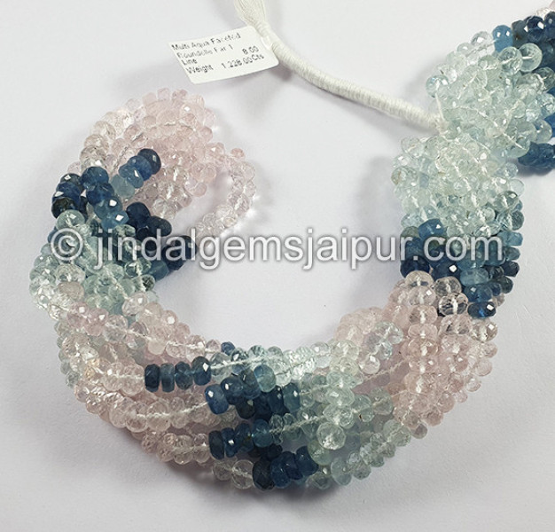 Multi Aquamarine Faceted Roundelle Shape Big Beads