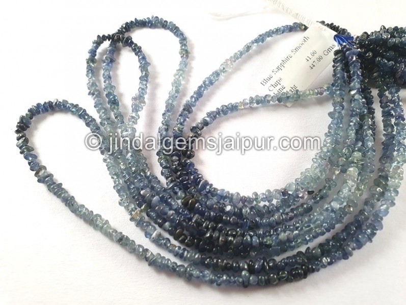 Blue Sapphire Shaded Smooth Chips Beads - SPPH168
