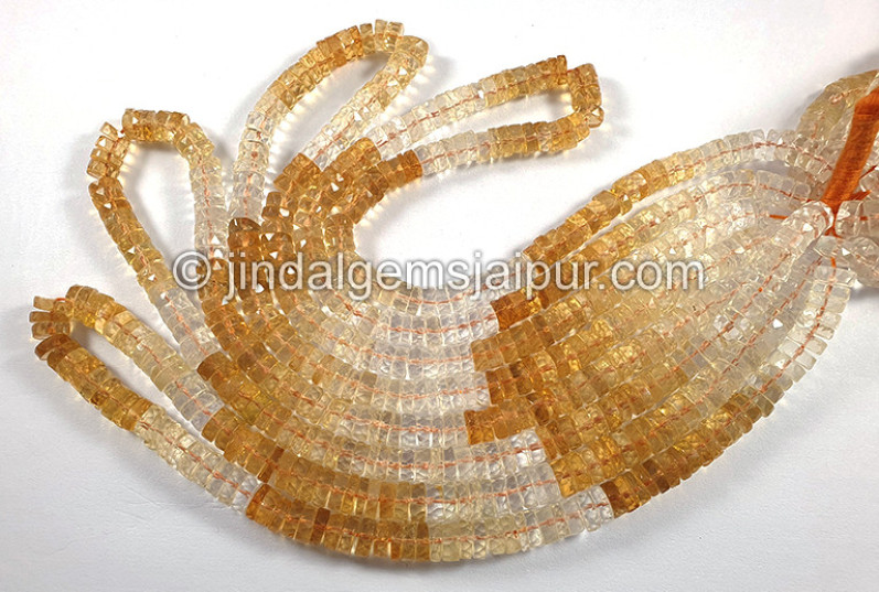 Citrine Shaded Faceted Tyre Shape Beads