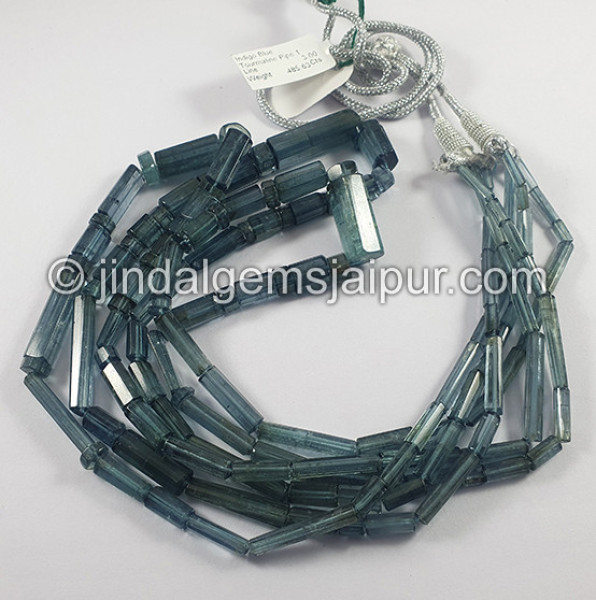 Indigo Blue Tourmaline Shaded Pipe Shape Beads