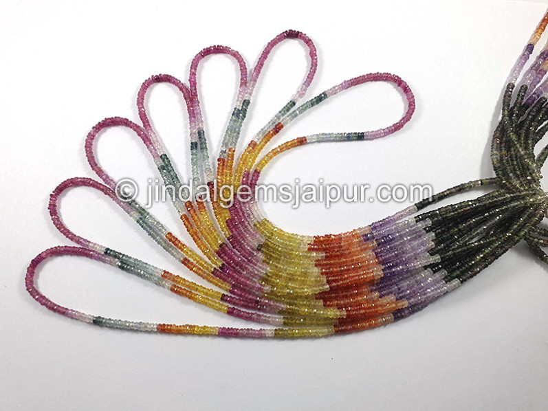Multi Sapphire Faceted Tyre Shape Beads